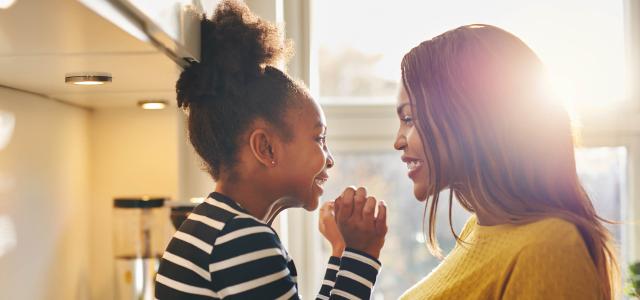 Happy mother and daughter